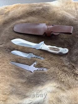 RARE! Puma White Hunter Multi Blade Knife Set with Leather Sheath 282100 NOS NIB