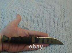 RARE VINTAGE KABAR 1202 US HUNTING COMBAT KNIFE wLEATHER EDGE SHETH/CERAMIC COAT