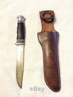 RARE Vintage Custom Morseth Brusletto Geilo Hunting Knife with Leather Sheath USA