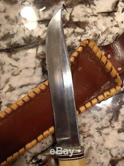 RARE! Vintage MORSETH Hunting Knife 3 Piece Stag Handle 6 Blade With Loc Sheath