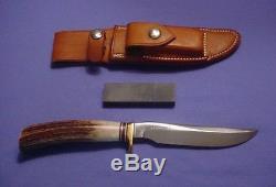 RARE Vintage STAG RANDALL 7 5 Hunting Fishing Knife & Johnson Rough Back Case NM