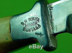 RARE Vintage US Custom Hand Made RUANA 2 Pins Hunting Little Knife Stamp Sheath
