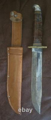 RARE Western USA Vietnam Era L46-8 Fixed Blade Bowie Fighting Knife and Sheath