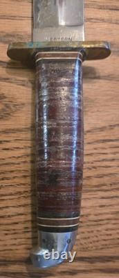 RARE Western USA Vietnam Era L46-8 Fixed Blade Bowie Fighting Knife and Sheath