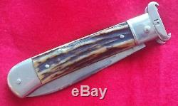 RARE vintage old shell-puller folding hunting pocket knife -Like Hubertus / Puma