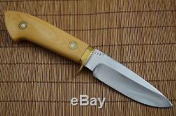 RED WATSON Drop Point Hunting Knife, Old Westinghouse Micarta, Leather Sheath