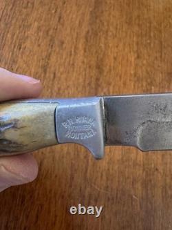 RH Ruana Bonner Montana Fixed Blade Knife, Steel, Bone Handle 3.5-4 blade