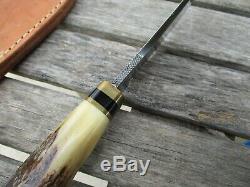 Ralph Bone Custom Sheath Skinning Knife Lubbock Tex T 247 Stag Handle Dogbone