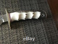 Randall Knife #17 stag finger grooves lanyard stainless nickel silver randall s