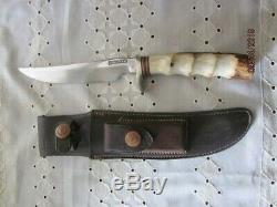 Randall Knife 4-6 One Pin Finger Grip Stag-HEISER Sheath both pristine condition