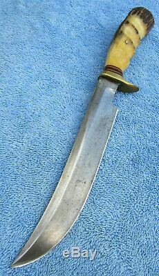 Randall Made Fighting Knife 4-7 One Pin Stag Heiser Corn Row Sheath withGrey Stone