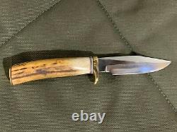 Randall Made Knife #5-4, Sambar Stag, Brass Butt Cap 1990's Vintage