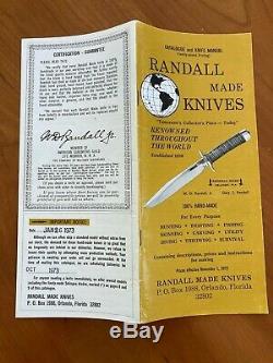 Randall Made Knives Vintage Model 7 Fisherman Hunter with Manual & Catalog