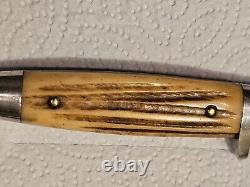 Rare 1946-1948 Queen CUTLERY Co. Stag Handle Fixed Blade Knife -Original Sheath