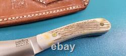 Rare Bark River Knives Limited Edition Nessmuk Stag Handle Knife + Sheath 9 OAL