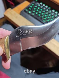Rare Beaver USA Fixed Blade Knife Iron Mountain Custom USA Skinner 098