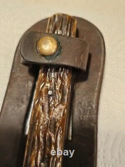 Rare Early 1900s Hibbard Spencer Bartlett& CO England. Stag Knife With Sheath
