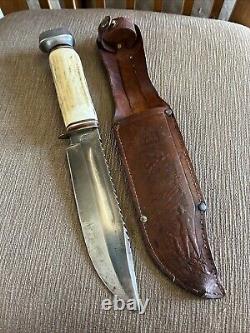 Rare, Edge Brand # 488, Sawtooth Spine, Stag, Solingen Germany, Orig. Sheath