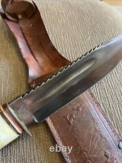 Rare, Edge Brand # 488, Sawtooth Spine, Stag, Solingen Germany, Orig. Sheath