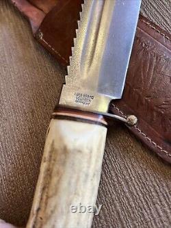 Rare, Edge Brand # 488, Sawtooth Spine, Stag, Solingen Germany, Orig. Sheath