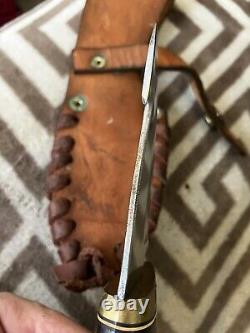 Rare Ken Richardson Antler Gut Knife 8 Carved Steel Blade Indian Chief Sheath