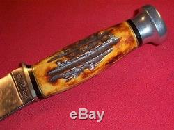 Rare Old Stag Handle KA-BAR Skinner Style Hunting Knife WOrig. Sheath Nice