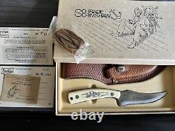 Rare Schrade Scrimshaw USA 155sc Sharpfinger Carbon Steel Hunting Knife Mint