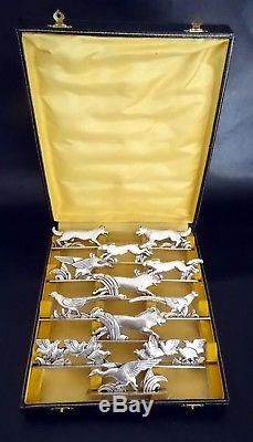 Rare Set of 12 French Art Deco Animal /Hunting Theme Knife Rests Rabier Style