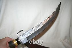 Rare Stag Hunting Knife Damascus Blade Handmade Survival Saw Leather Case Custom