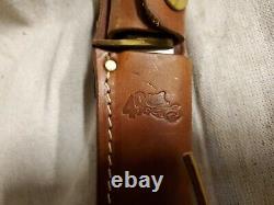 Rare Vintage 1973-79 Schrade 498 USA 49er Stag Hunting Bowie KnIfe with Sheath