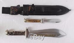 Rare Vintage 1977 PUMA Hunting Knife 3588 Waidblatt & Nicker With Sheath Germany