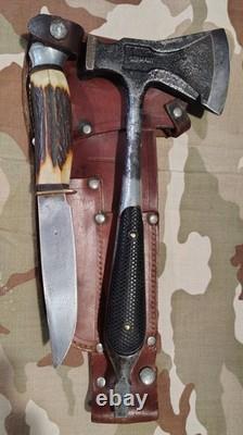 Rare Vintage DGM Axe Knife Combo, Germany, Excellent Condition, Original Sheath