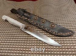 Rare Vintage Handmade Nordic Puukko Fossil Bone Custom Hunting Knife Bowie Case