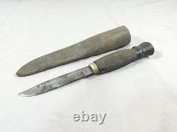 Rare Vintage Hunting Knife Portland Maine Maker Emery Waterhouse Checkered T7617