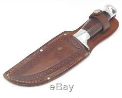 Rare Vintage Kinfolks Incorporated Stacked Leather Hunting Skinning Sheath Knife