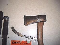 Rare Vintage Marbles Hatchet, Hunting Knife, Compass Rare Collection, Must Se