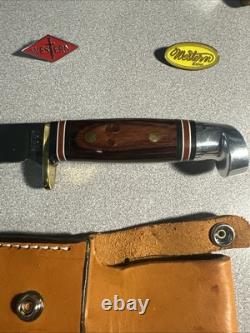 Rare Western W36 J Stamped With Rosewood Handle & Sheath Beautiful Knife