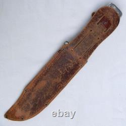Rehwappen, Solingen Germany 1950th hunting Bowie, split stag handle, orig sheath