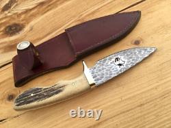 Remer Triple R Custom Knife Safari Club Int'l. Lion Logo Stag Handle USA