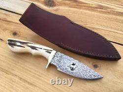 Remer Triple R Custom Knife Safari Club Int'l. Lion Logo Stag Handle USA