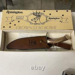 Remington RE18575 Crown Stag Bowie Limited Edition Knife & Sheath In Orig. Box