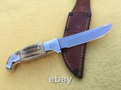 Rh Ruana Hunting Knife Vintage M Stamp Belt Sheath Bonner, Montana USA