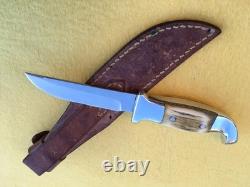 Rh Ruana Hunting Knife Vintage M Stamp Belt Sheath Bonner, Montana USA