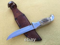Rh Ruana Hunting Knife Vintage M Stamp Belt Sheath Bonner, Montana USA