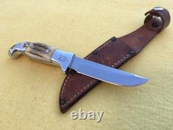 Rh Ruana Hunting Knife Vintage M Stamp Belt Sheath Bonner, Montana USA