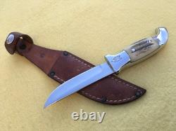 Rh Ruana Hunting Knife Vintage M Stamp Belt Sheath Bonner, Montana USA