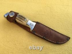 Rh Ruana Hunting Knife Vintage M Stamp Belt Sheath Bonner, Montana USA