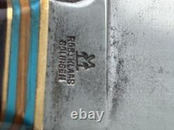 Robi Klaas Rare Vintage Vintage Fixed Blade Hunting Knife Etched Motif Sheath