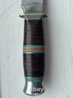 Robi Klaas Rare Vintage Vintage Fixed Blade Hunting Knife Etched Motif Sheath