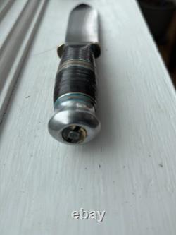 Robi Klaas Rare Vintage Vintage Fixed Blade Hunting Knife Etched Motif Sheath